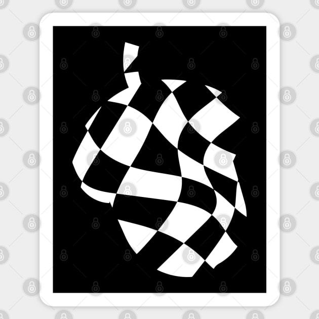 Wavy Checkerboard Acorn - Modern Black and White Design Sticker by TuncGK
